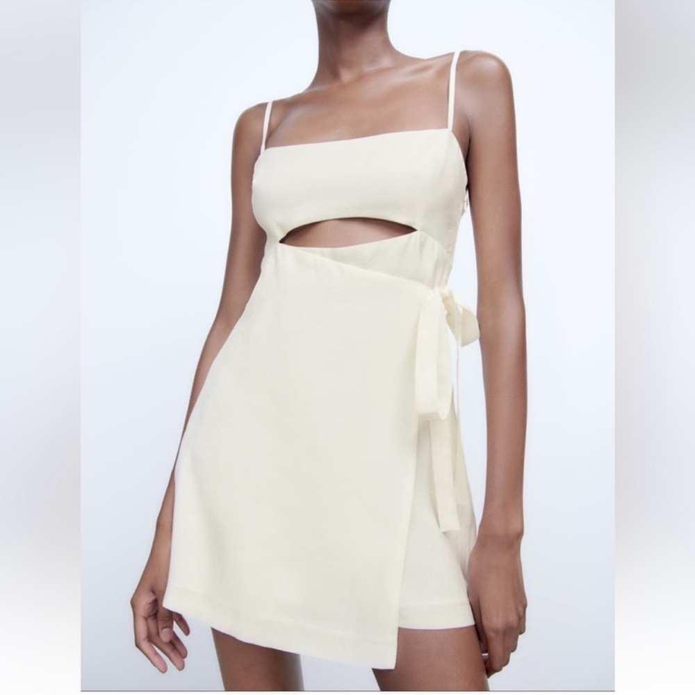Zara Linen Blend Cut Out Jumpsuit Dress